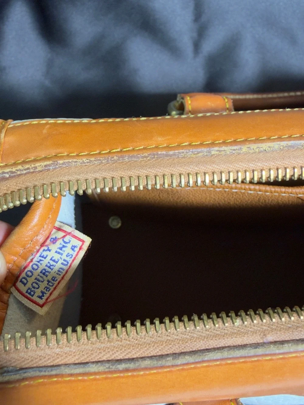 Vintage Dooney & Bourke All Weather Leather Doctor Satchel Bag Bone Cream Tan